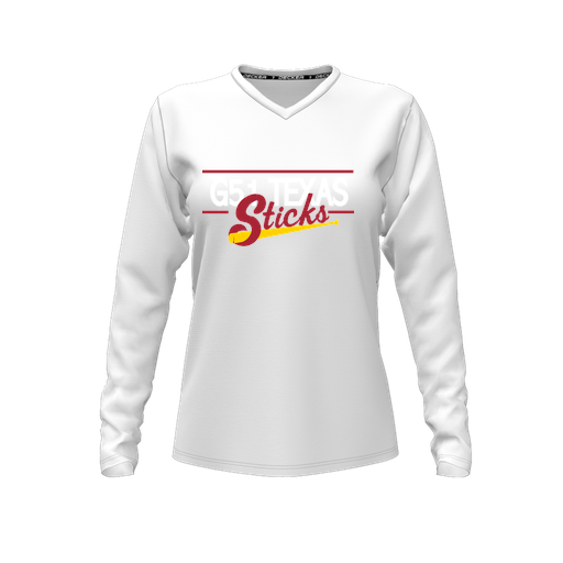 [FTLVCFWH-FYXS-LOGO2] Decker Comfort T-Shirt (Female Youth XS, White, V Neck, Logo 2, Long Sleeve)