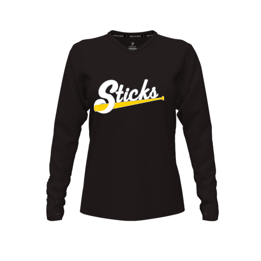 [CUS-DFW-TEES-CMF-VNK-LSL-BLK-FYXS-LOGO3] Comfort T-Shirt (Female Youth XS, Black, V Neck, Logo 3, Long Sleeve)