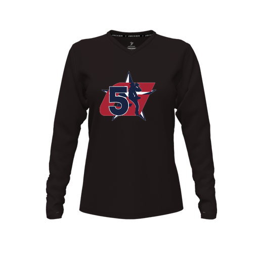 [CUS-DFW-TEES-PER-VNK-LSL-BLK-FYXS-LOGO1] Performance T-Shirt (Female Youth XS, Black, V Neck, Logo 1, Long Sleeve)