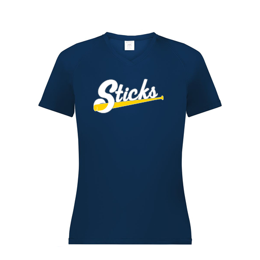 [2792.065.XS-LOGO3] Ladies Smooth Sport V-Neck T-Shirt (Female Adult XS, Navy, Logo 3)