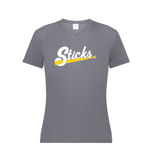 [2792.059.XS-LOGO3] Ladies Smooth Sport V-Neck T-Shirt (Female Adult XS, Gray, Logo 3)