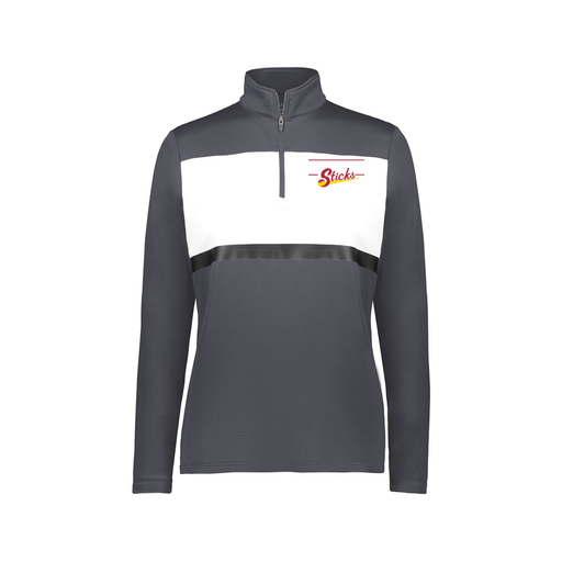 [222791.F52.XS-LOGO2] Ladies Bold 1/4 Zip Pullover (Female Adult XS, Gray, Logo 2)