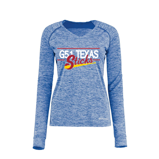 [222770.U55.XS-LOGO2] Ladies Electric Long Sleeve Shirt (Female Adult XS, Royal, Logo 2)