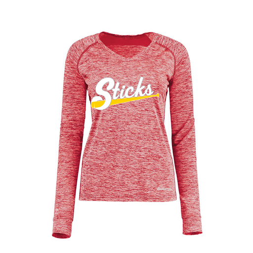 [222770.T20.XS-LOGO3] Ladies Electric Long Sleeve Shirt (Female Adult XS, Red, Logo 3)