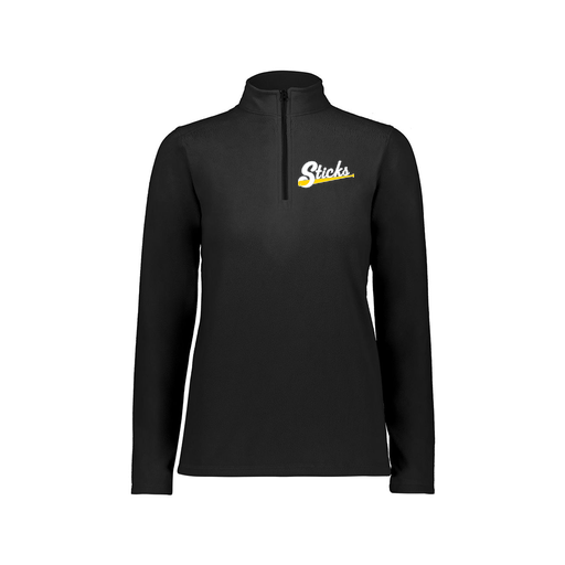 [6864.080.XS-LOGO3] Ladies MicroFleece 1/4 Zip Pullover (Female Adult XS, Black, Logo 3)