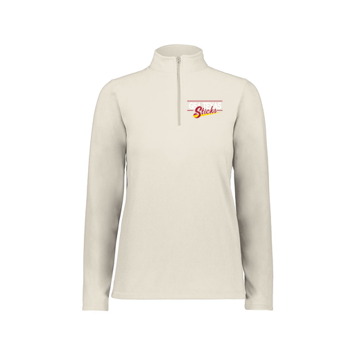 [6864.53T.XS-LOGO2] Ladies MicroFleece 1/4 Zip Pullover (Female Adult XS, White, Logo 2)