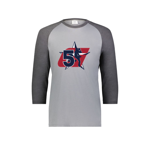 [6879.30V.S-LOGO1] Men's Vintage 3/4 Sleeve T-Shirt (Adult S, Gray, Logo 1)
