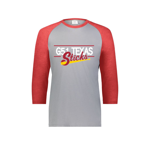 [6879.27V.S-LOGO2] Men's Vintage 3/4 Sleeve T-Shirt (Adult S, Red, Logo 2)