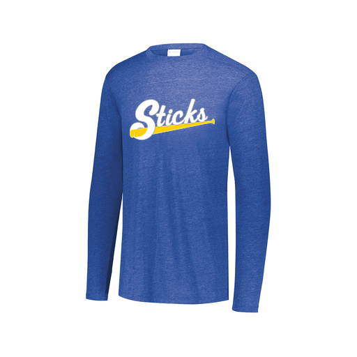 [FTLCUBRY-AXS-LOGO3] Decker Men's Tri-Blend T-Shirt - Long Sleeve (Adult XS, Royal, Logo 3)