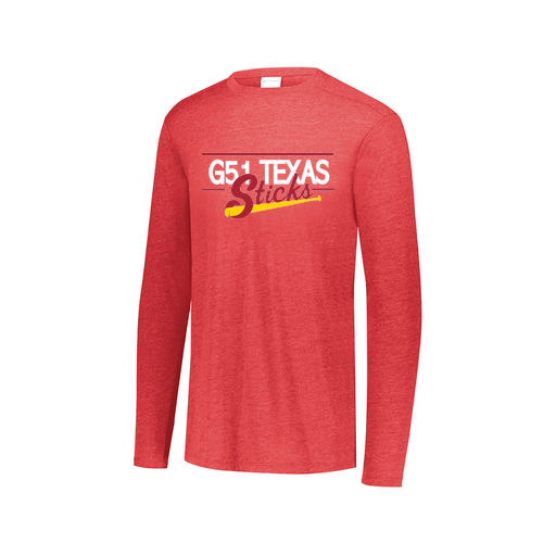 [FTLCUBRD-AXS-LOGO2] Decker Men's Tri-Blend T-Shirt - Long Sleeve (Adult XS, Red, Logo 2)