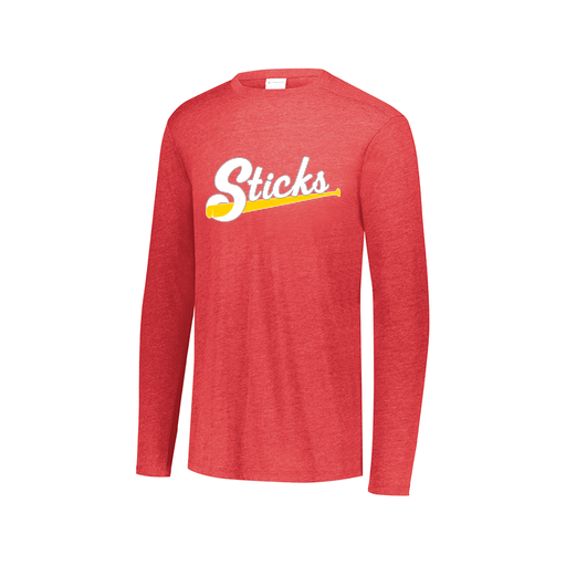 [FTLCUBRD-AXS-LOGO3] Decker Men's Tri-Blend T-Shirt - Long Sleeve (Adult XS, Red, Logo 3)
