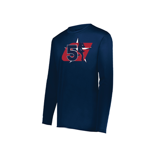 [222823.065.S-LOGO1] Youth LS Smooth Sport Shirt (Youth S, Navy, Logo 1)