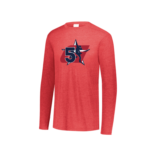 [FTLCUBRD-YS-LOGO1] Decker Youth Tri-Blend T-Shirt - Long Sleeve (Youth S, Red, Logo 1)