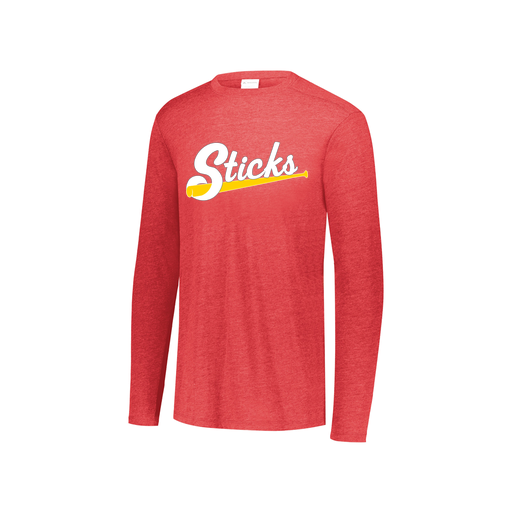 [FTLCUBRD-YS-LOGO3] Decker Youth Tri-Blend T-Shirt - Long Sleeve (Youth S, Red, Logo 3)