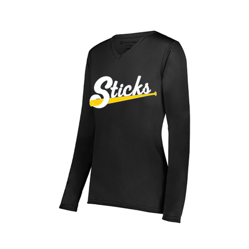 [222824.080.S-LOGO3] Ladies LS Smooth Sport Shirt (Female Adult S, Black, Logo 3)