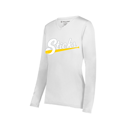 [222824.005.S-LOGO3] Ladies LS Smooth Sport Shirt (Female Adult S, White, Logo 3)