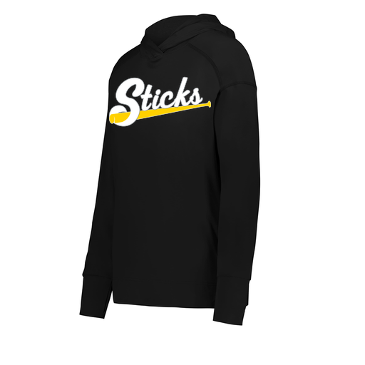 [222798.080.XS-LOGO3] Ladies Ventura Thin Knit Hoodie (Female Adult XS, Black, Logo 3)
