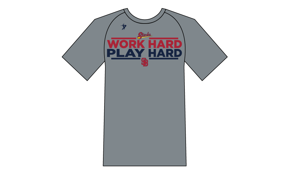 Sticks Baseball - Grey Work Hard Shirt