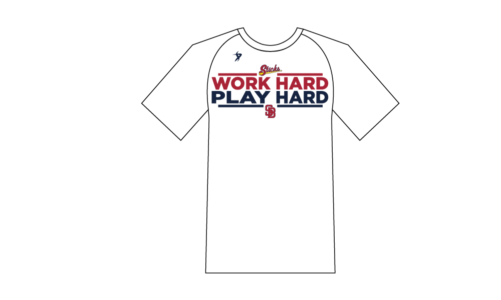 Sticks Baseball - White Work Hard Shirt