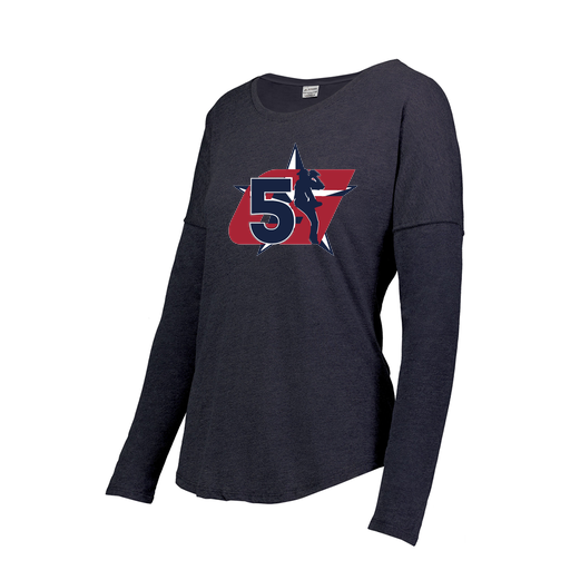 [FTLCUBNV-FAXS-LOGO1] Decker Women's Tri-Blend T-Shirt - Long Sleeve (Female Adult XS, Navy, Logo 1)