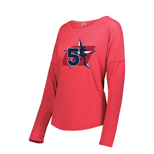 [FTLCUBRD-FAXS-LOGO1] Decker Women's Tri-Blend T-Shirt - Long Sleeve (Female Adult XS, Red, Logo 1)